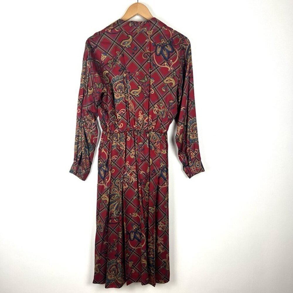 Vintage Talbots Faux Wrap Midi Dress sz 8 PETITE Plaid Equestrian Academia‎ Prep - Picture 5 of 10
